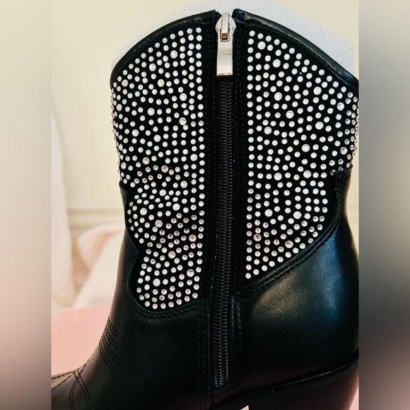 NIB Dolls Kill Cowgirl Ways Western Boot Cassidy Denim Boot in Black w/ Crystals - Picture 6 of 16